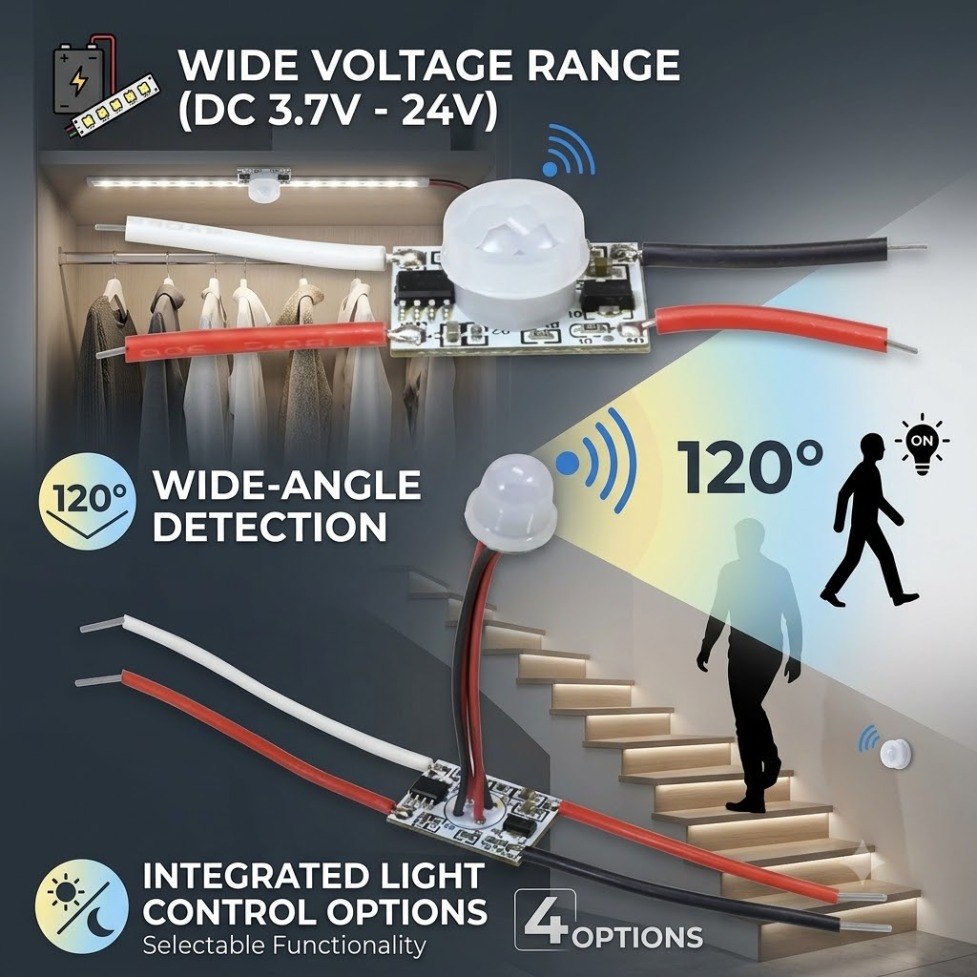 Desk Setup Led Strip - 5V/12V/24V PIR Motion Sensor Light Light-operated