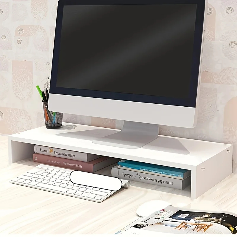 Desk Setup Riser - Stable Base Wood Desktop Computer Stand