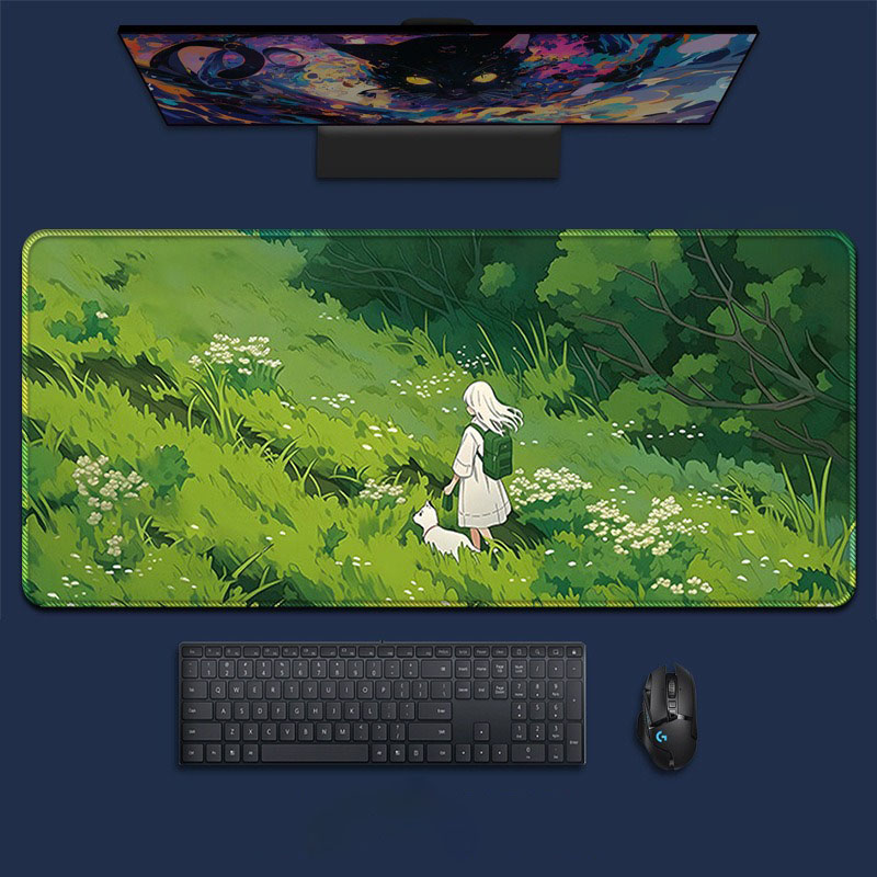 Anime Girl Forest Landscape La - Desk Setup Natural recension och pris
