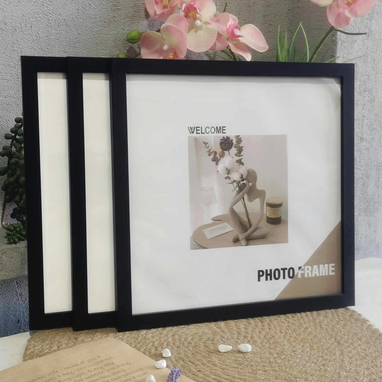 3Pcs Wood Square Photo Frames  - Desk Setup Photo recension och pris