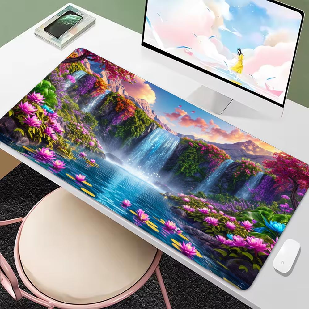Colorful Flower Waterfall Scen - Desk Setup Natural recension och pris