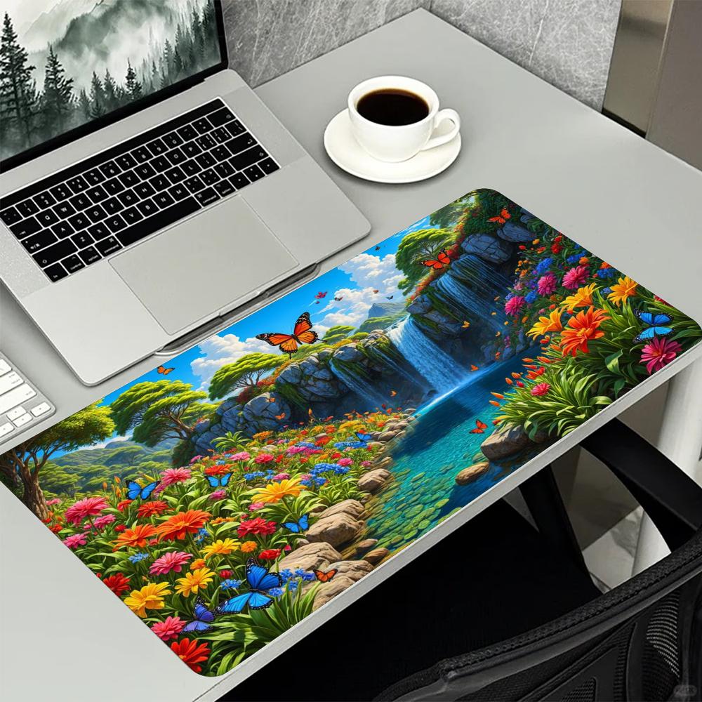 Colorful Flower Waterfall Scen - Desk Setup Natural recension och pris