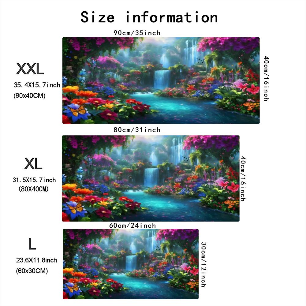 Colorful Flower Waterfall Scen - Desk Setup Natural recension och pris