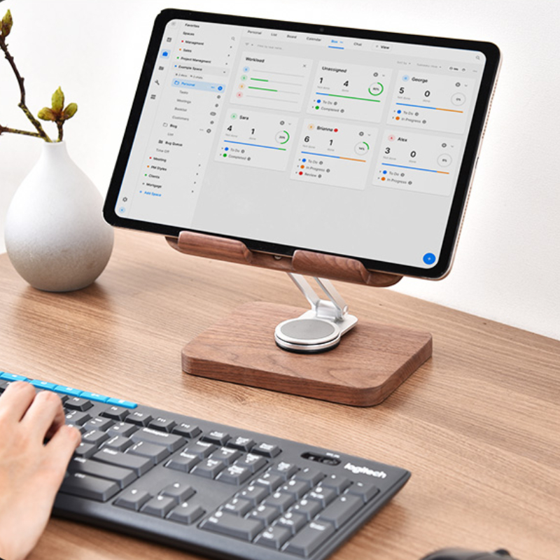 Black Walnut iPad Stand with 3 - Desk Setup With Ipad recension och pris
