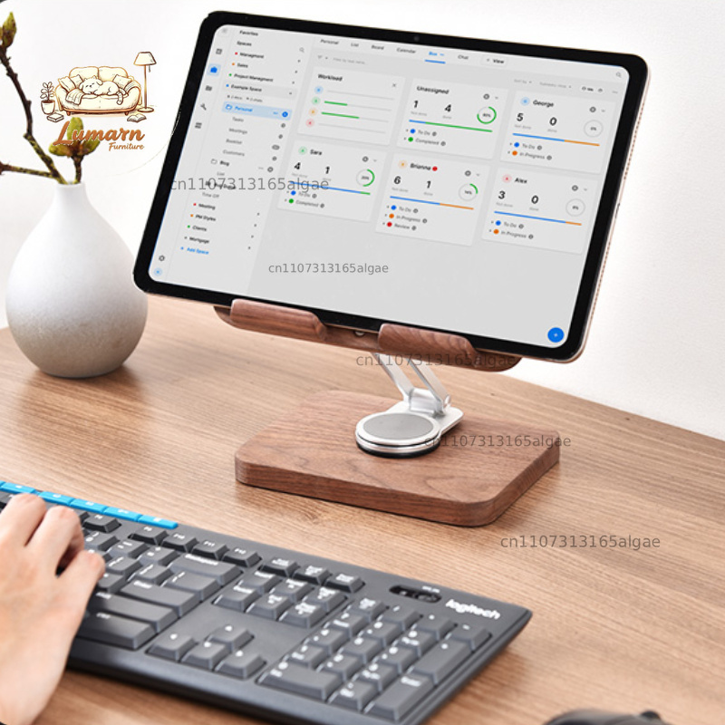 Black Walnut iPad Stand with 3 - Desk Setup With Ipad recension och pris