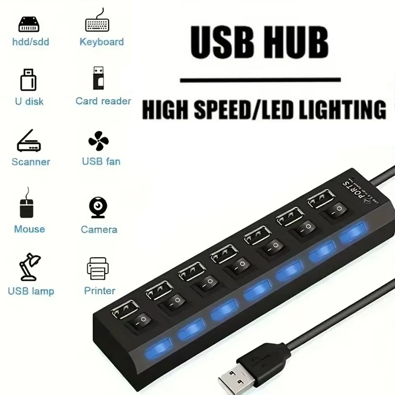 7 Port USB 2.0 Hub Splitter Fo - Desk Setup Hub recension och pris