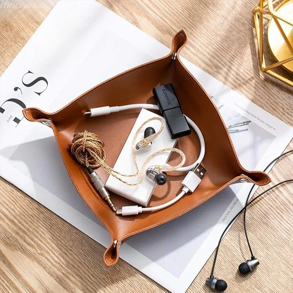 1PC 25X25CM Leather Tray Folda - Desk Setup Organizer recension och pris