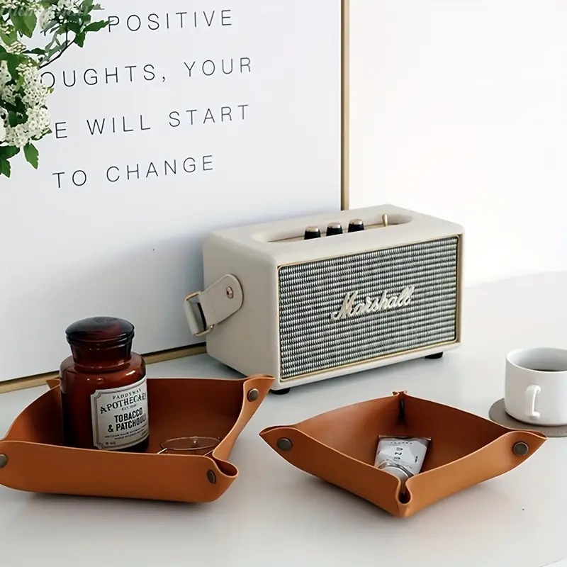 1PC 25X25CM Leather Tray Folda - Desk Setup Organizer recension och pris
