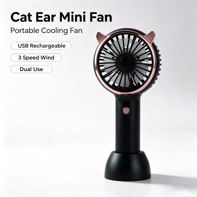 Cat Ear Fan Mini Handheld LED  - Led Desk Light Usb recension och pris