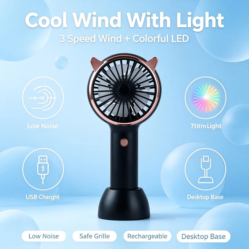 Cat Ear Fan Mini Handheld LED  - Led Desk Light Usb recension och pris